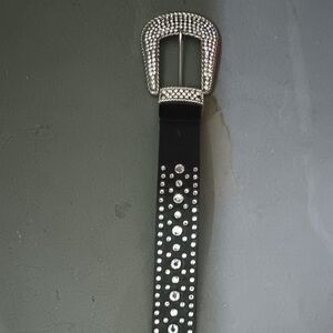 Black Studded Belt with Silver Accents